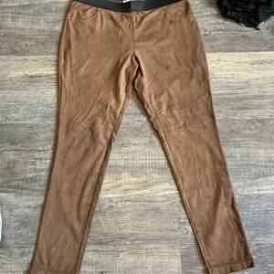Calvin Klein Saddle Faux Suede-Style Leggings Size Large